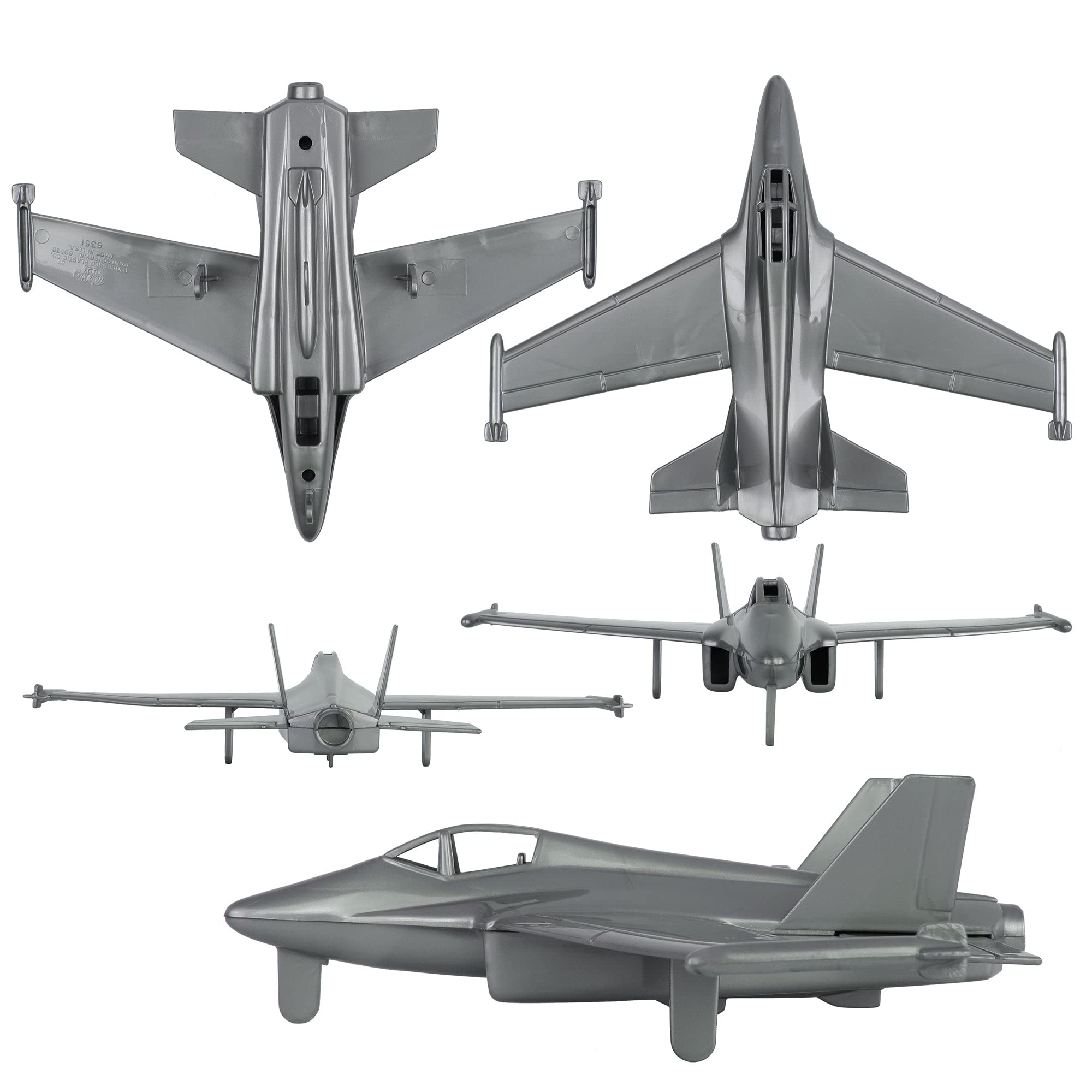 TimMee Prop Plane and Fighter Jet - 2pc Silver Gray Plastic Army Men Air Support