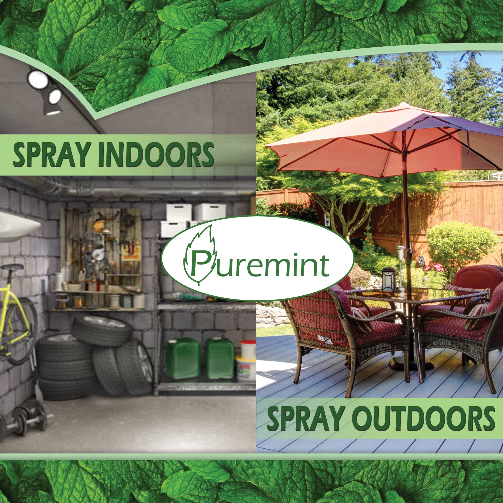 Puremint Rodent Repellent, Natural 5% Peppermint Oil Spray for Mice, Rats, Chipmunks and Rodents, Indoor and Outdoor, House and Car Engine Use, 128 fl oz Gallon