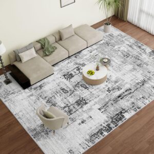 vamcheer washable abstract area rug - contemporary style for living room, bedroom, kitchen - machine washable rug for living room - non-shedding and easy-cleaning - grey 5x7 ft