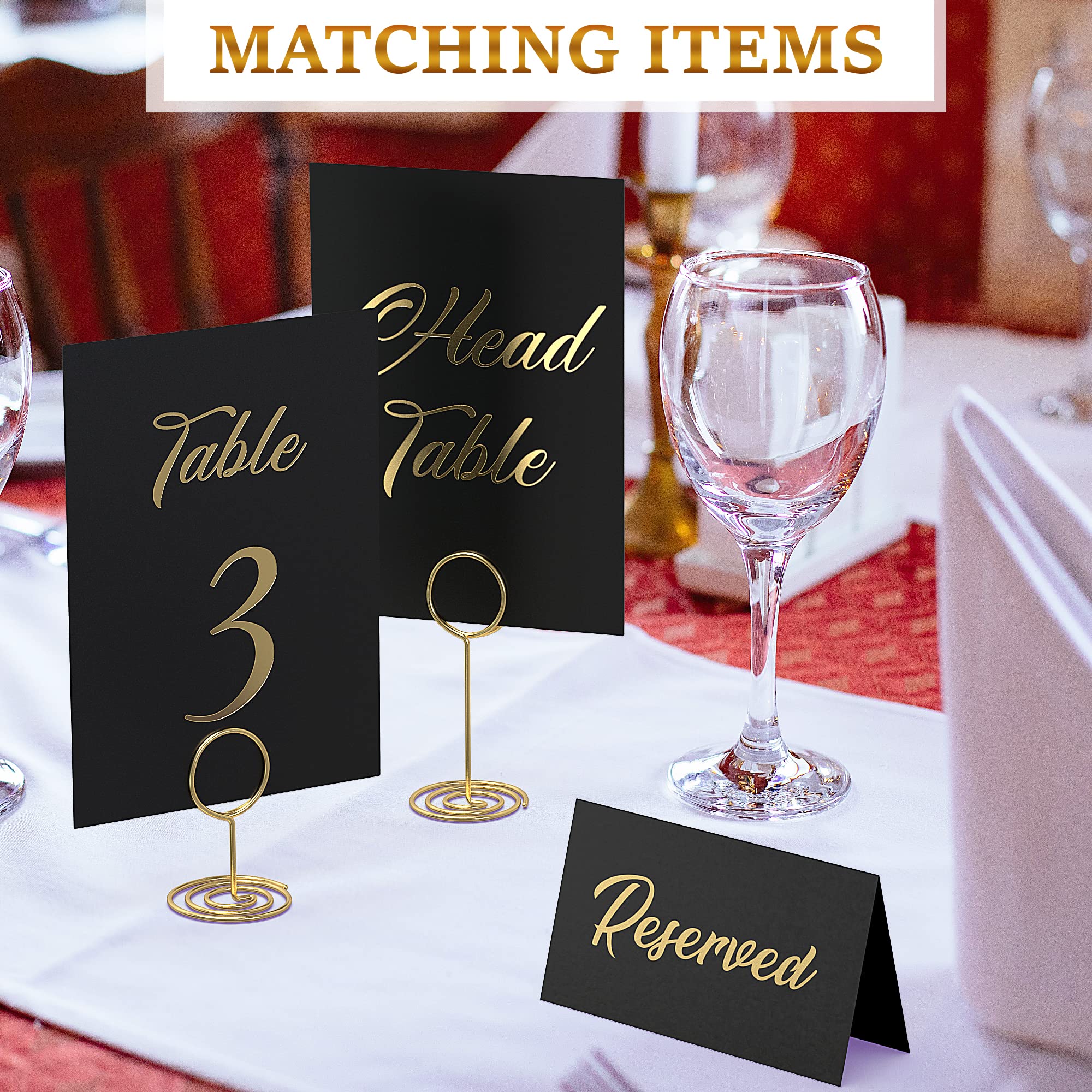 Black Wedding Table Numbers 1-30 with Gold Foil Letters - Table Number Cards 4x6 with Head & Gift Table - Wedding Numbers for Tables Card Stock Wedding Table Numbers for Tables - Wedding Reception