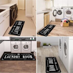 Laundry Room Rug Non Slip Floor mats Farmhouse Large Laundry Rugs for Laundry Room Mat Washer and Dryer Carpet Laundry Room Decor 20x59inch(Black1)