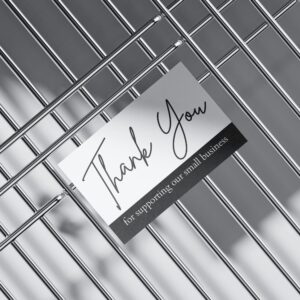 Voqado Heavy Duty Thank You Cards - 100 PK - Gray Thank You Notes 3.5x2 Inches Thank You For Supporting Our Business Cards Handwritten For Small Businesses and Shops (Gray, 3.5 x 2 inches)