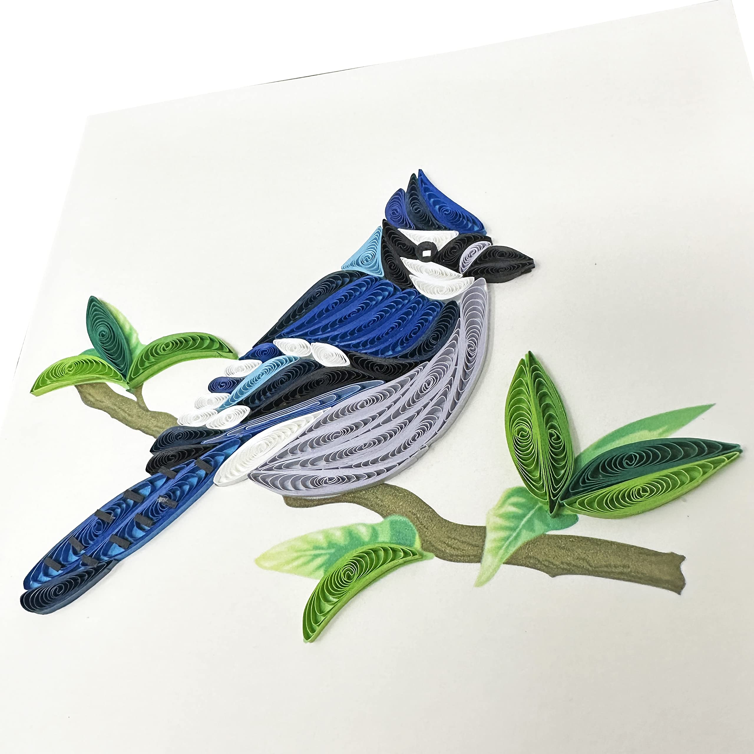 Bird Quilling Cards,Unique Paper Handmade Greeting Cards For Christmas, Birthday, Love, Mother's Day, Thank You, Any Occasion,Handcrafted With Love,Proud USA Brand (Blue Jay Bird)