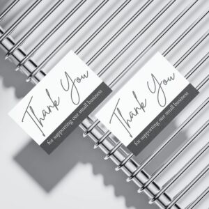 Voqado Heavy Duty Thank You Cards - 100 PK - Gray Thank You Notes 3.5x2 Inches Thank You For Supporting Our Business Cards Handwritten For Small Businesses and Shops (Gray, 3.5 x 2 inches)