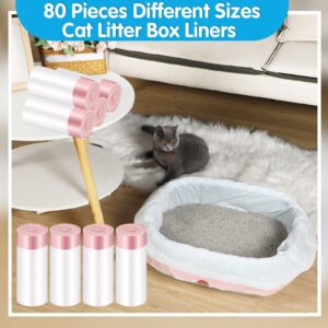 Jutom Large Cat Litter Box Liners, 80 Count, 36 x 18 in and 31 x 18 in, Scratch Resistant HDPE Material, Convenient Drawstring Design, Keep Home Clean