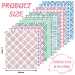 Whaline 12Pcs Spring Plaid Cotton Fabric Bundles 18 x 22 Inch Tartan Printed Fat Quarters Purple Green Pink Blue Quilting Patchwork Squares Sewing Fabrics for DIY Handmade Crafting Home Party Decor