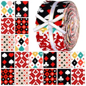 40 pcs floral cotton fabric patchwork roll cotton quilting fabric roll up cotton fabric quilting strips 2.55 inch precut patchwork roll for craft sewing diy crafts (poker heart)