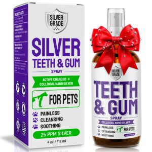 silver grade teeth & gum spray for dogs and cats ● dental formula for dog mouth rinse & cat mouth care ● cat & dog fresh breath, clean teeth, no pain or burning ● dog plaque and tartar remover (4 oz)