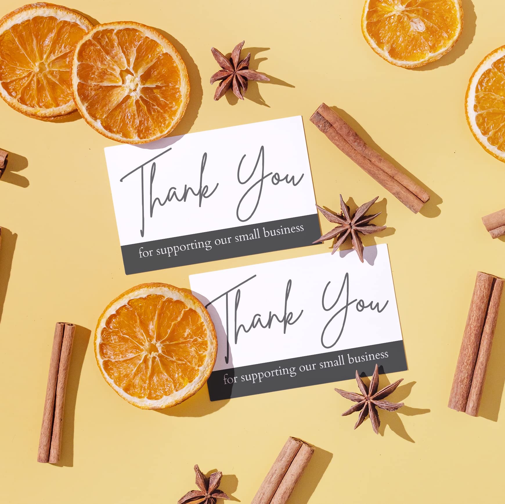 Voqado Heavy Duty Thank You Cards - 100 PK - Gray Thank You Notes 3.5x2 Inches Thank You For Supporting Our Business Cards Handwritten For Small Businesses and Shops (Gray, 3.5 x 2 inches)