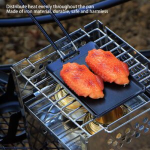 Yosoo Cast Iron Grill Pan, Non Stick Coating Grill Pan with Handle for Cooking Various Food Camping BBQ Grill Pan