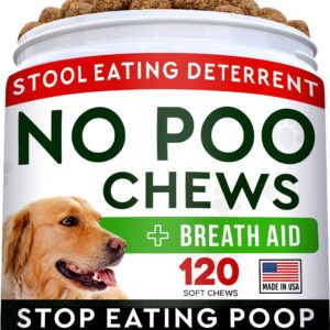 No Poo + Pumpkin for Dogs Bundle - Coprophagia Stool Eating Deterrent + Upset Stomach - Probiotics&Digestive Enzymes + Pure Pumpkin Powder - Stop Eating Poop + Digestion - 120ct + 8.1oz - Made in USA