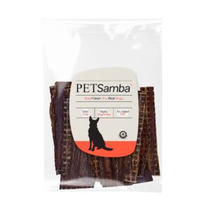 petsamba 6-inch flat beef jerky chews – 20-pack, all-natural beef esophagus treats, highly digestible, ideal for dogs, grain-free & non-gmo