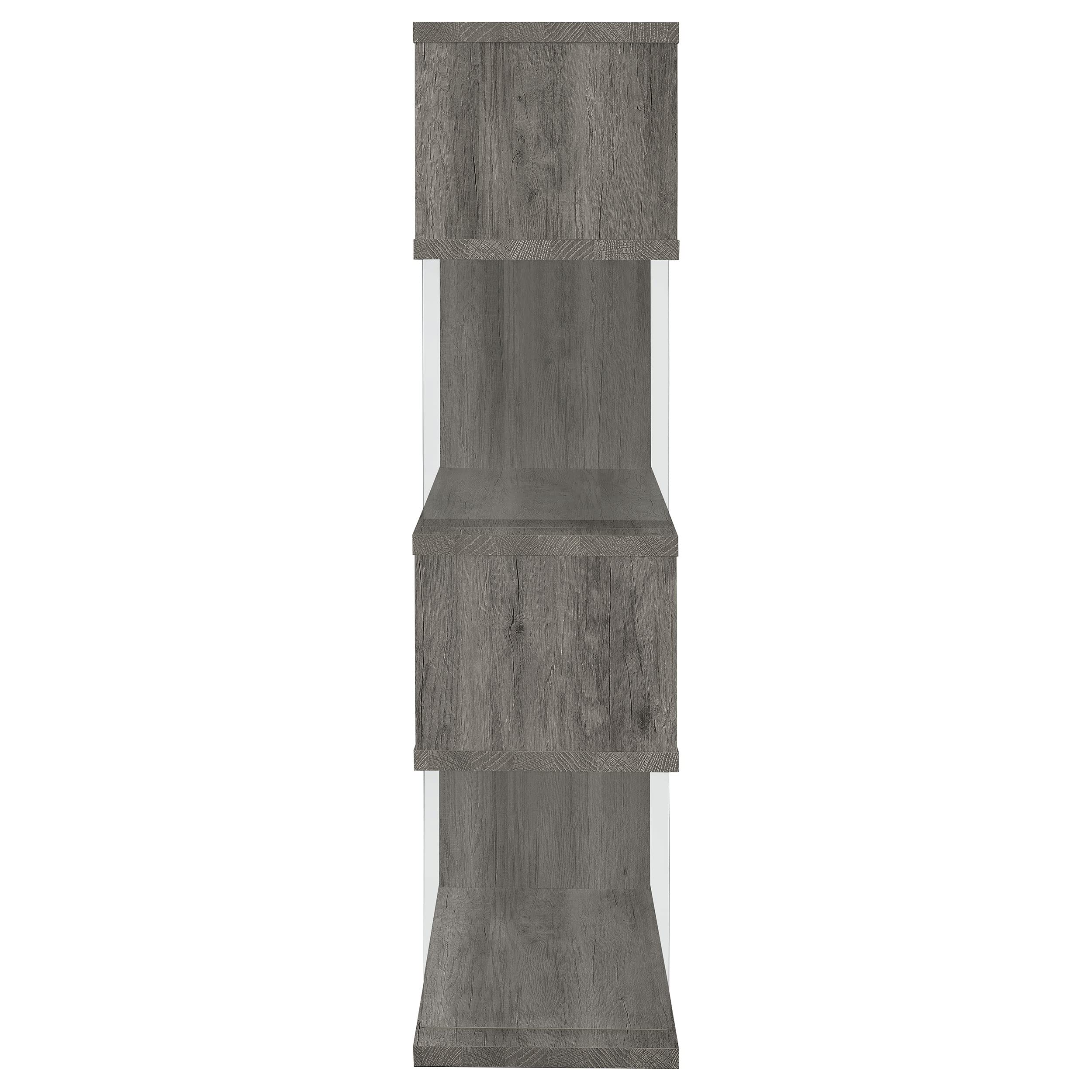 Coaster Home Furnishings Emelle 4-Shelf Bookcase with Glass Panels Grey Driftwood