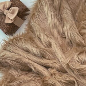 Bianna Peanut Butter Brown Faux Fur Fabric, by The Yard, American Seller, Luxury Shag Shaggy Material for Crafting, Sewing, Costumes, Fursuits, Home Decor (12x12 inches)