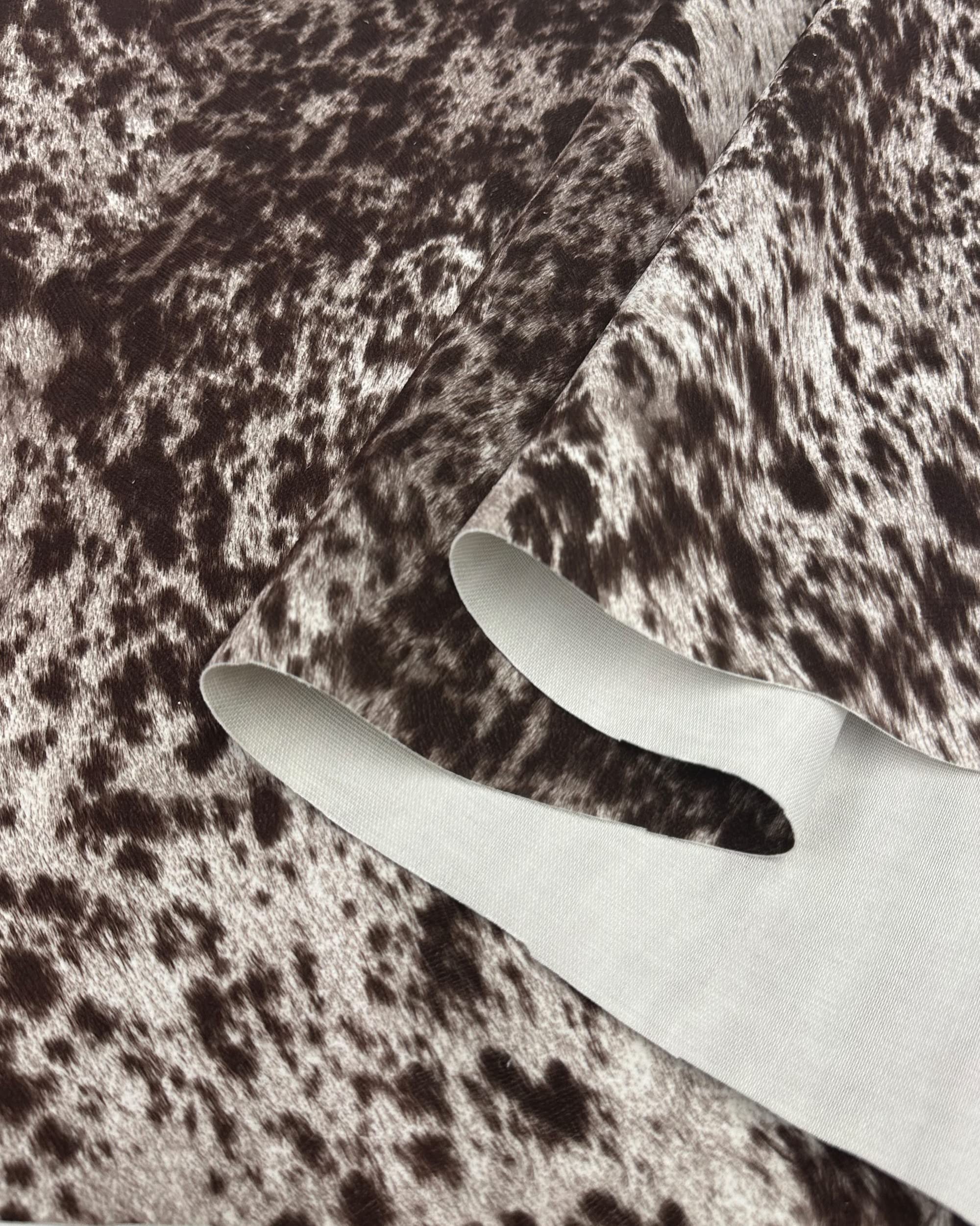 Suede Velvet Longhorn Spotted Cow Print Cowabunga Fabric Upholstery / 54" Wide/Sold by The Yard (Chocolate)