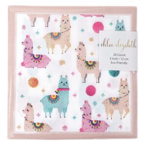 Llama Alpaca Party Biodegradable Paper Napkins for All Events & Occasions, 40 Count Total (2-Pack)