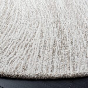 SAFAVIEH Metro Collection Area Rug - 8' Round, Natural & Ivory, Handmade Modern Wool, Ideal for High Traffic Areas in Living Room, Bedroom (MET995A)