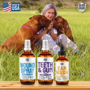 SILVER GRADE Teeth & Gum Spray for Dogs and Cats ● Dental Formula for Dog Mouth Rinse & Cat Mouth Care ● Cat & Dog Fresh Breath, Clean Teeth, No Pain Or Burning ● Dog Plaque and Tartar Remover (4 Oz)