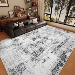 Vamcheer Washable Abstract Area Rug - Contemporary Style for Living Room, Bedroom, Kitchen - Machine Washable Rug for Living Room - Non-Shedding and Easy-Cleaning - Grey 5x7 ft