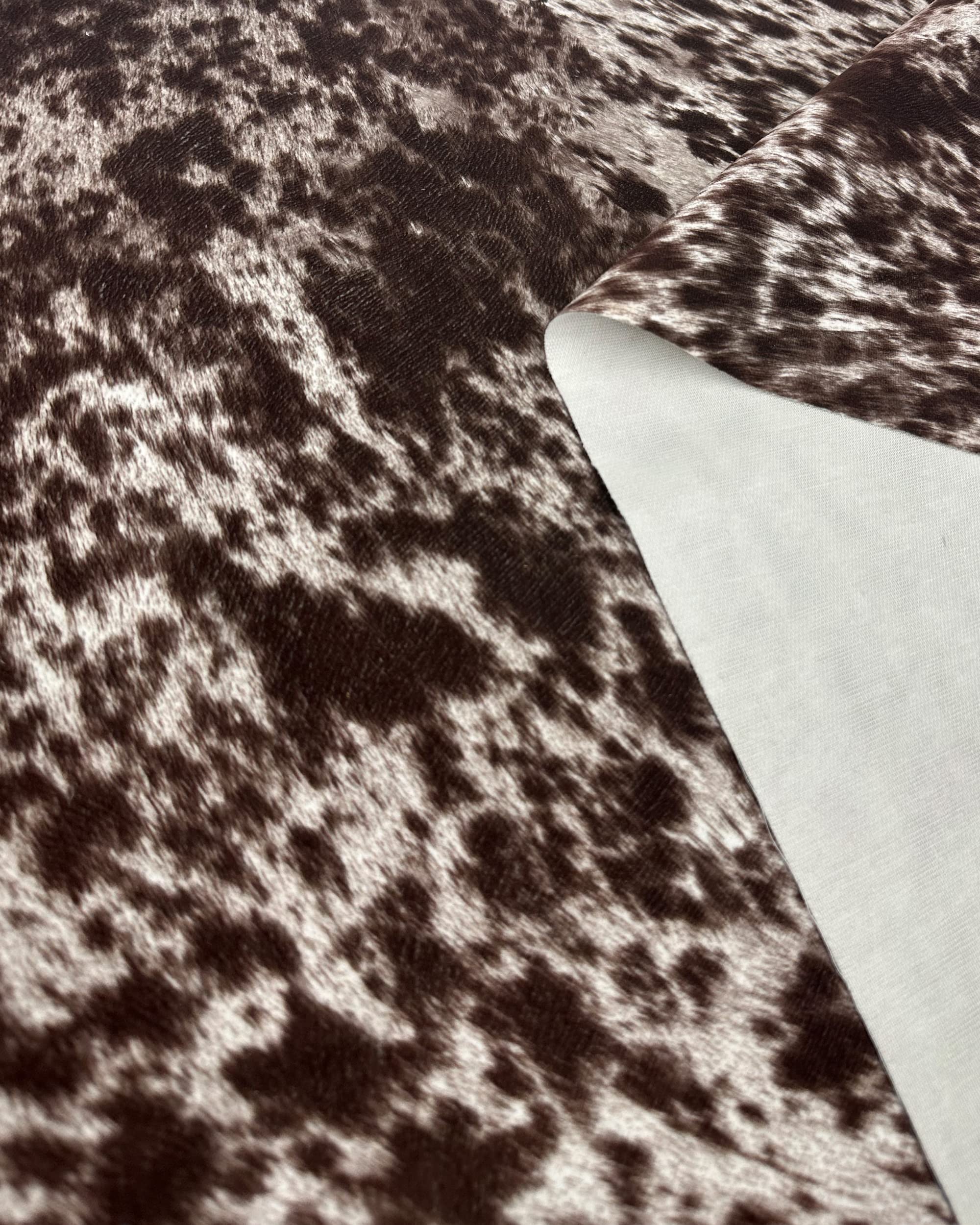 Suede Velvet Longhorn Spotted Cow Print Cowabunga Fabric Upholstery / 54" Wide/Sold by The Yard (Chocolate)