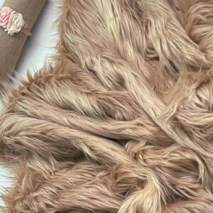 Bianna Peanut Butter Brown Faux Fur Fabric, by The Yard, American Seller, Luxury Shag Shaggy Material for Crafting, Sewing, Costumes, Fursuits, Home Decor (12x12 inches)