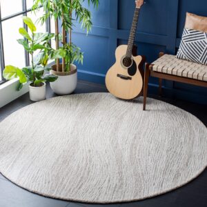 safavieh metro collection area rug - 8' round, natural & ivory, handmade modern wool, ideal for high traffic areas in living room, bedroom (met995a)