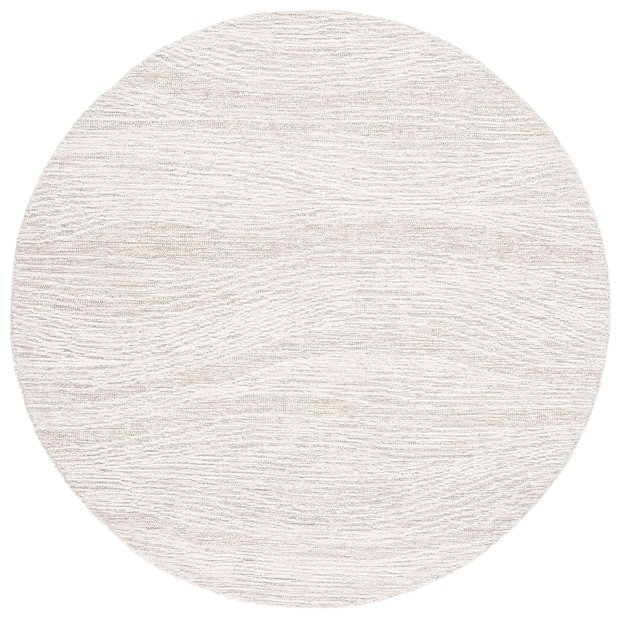 SAFAVIEH Metro Collection Area Rug - 8' Round, Natural & Ivory, Handmade Modern Wool, Ideal for High Traffic Areas in Living Room, Bedroom (MET995A)