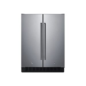 Summit Appliance FFRF24SS 24" Wide Built-In Refrigerator-Freezer, All-in-one Design, Stainless Steel Door Fronts, Black Cabinet, 115V AC/60Hz, High Temperature Alarm, LED Lighting, Digital Thermostat