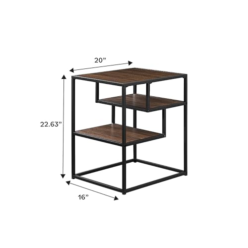 Walker Edison Contemporary Floating Shelf Side Table, 16 Inch, Dark Walnut