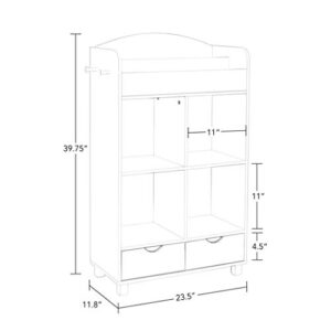 RiverRidge White Book Nook Kids Cubby Storage Cabinet with Bookrack with a 3-Pack Magnetic Art Bar