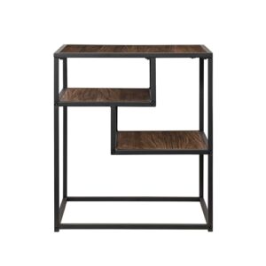 Walker Edison Contemporary Floating Shelf Side Table, 16 Inch, Dark Walnut