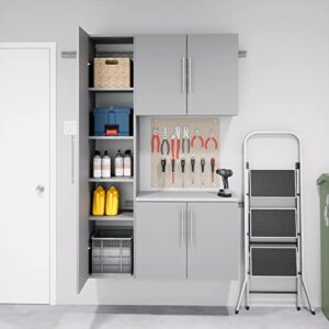 Prepac HangUps Narrow Wall Mounted Garage Storage Cabinet, Tall Storage Organizer Cabinet, 15" W x 72" H x 16" D, Light Gray