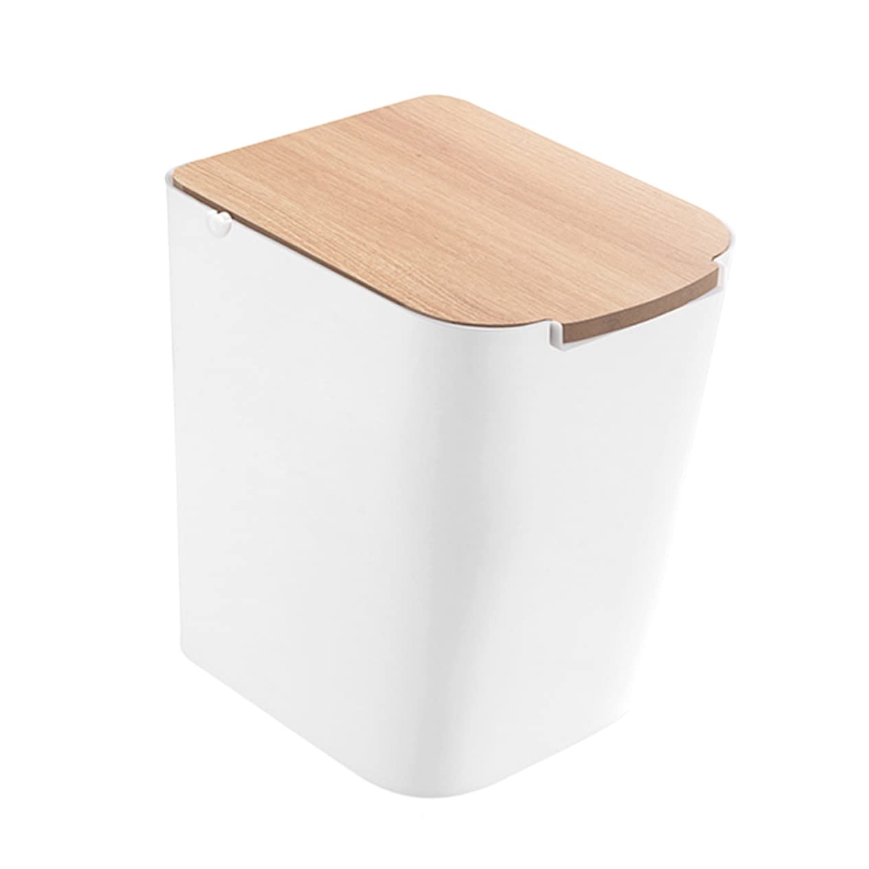 CIYODO 1Pc Modern Plastic Trash Can with Lid Press Type Garbage Bin for Kitchen Bathroom Office Slim Design Waste Storage Container