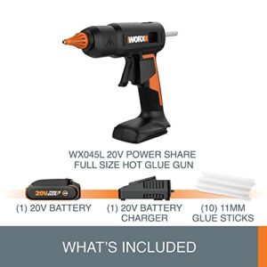 Worx 20V Power Share Full-Size Hot Glue Gun WX045L - (Battery & Charger Included)