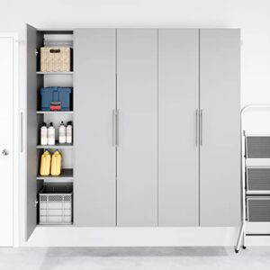 Prepac HangUps Narrow Wall Mounted Garage Storage Cabinet, Tall Storage Organizer Cabinet, 15" W x 72" H x 16" D, Light Gray