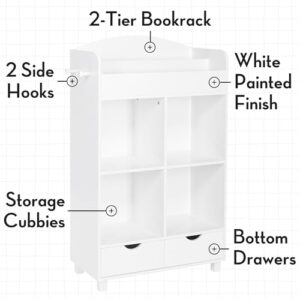 RiverRidge White Book Nook Kids Cubby Storage Cabinet with Bookrack with a 3-Pack Magnetic Art Bar