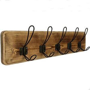 WRIGHTMART 24” Wooden Wall-Mount Coat Rack, Rustic Reclaimed Pine with 5 Storage Hooks, Farmhouse Design for Jackets, Hats, Scarves, Umbrellas, Bags, Keys, Leashes, Towel, Entryway, Bedroom, Bathroom