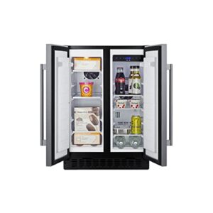 Summit Appliance FFRF24SS 24" Wide Built-In Refrigerator-Freezer, All-in-one Design, Stainless Steel Door Fronts, Black Cabinet, 115V AC/60Hz, High Temperature Alarm, LED Lighting, Digital Thermostat