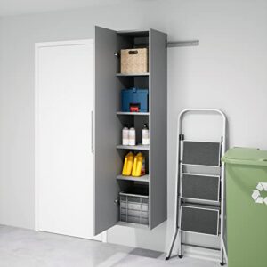 Prepac HangUps Narrow Wall Mounted Garage Storage Cabinet, Tall Storage Organizer Cabinet, 15" W x 72" H x 16" D, Light Gray