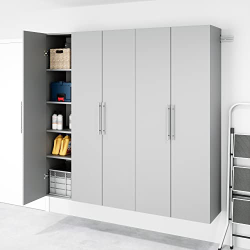 Prepac HangUps Narrow Wall Mounted Garage Storage Cabinet, Tall Storage Organizer Cabinet, 15" W x 72" H x 16" D, Light Gray