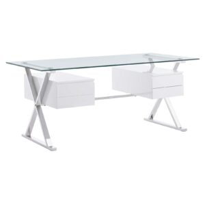 modway eei-6226-whi sector 71" glass top glass office desk, white