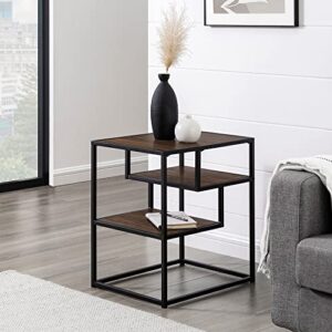 Walker Edison Contemporary Floating Shelf Side Table, 16 Inch, Dark Walnut