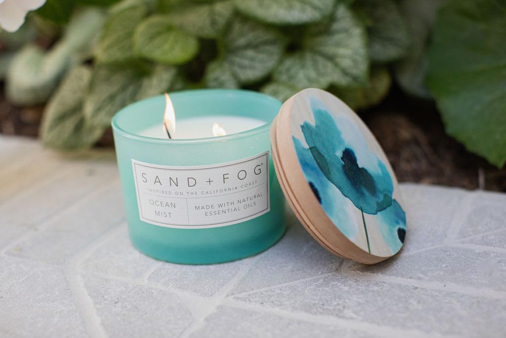 Sand + Fog Scented Candle - Ocean Mist – Additional Scents and Sizes – 100% Cotton Lead-Free Wick - Luxury Air Freshening Jar Candles - Perfect Home Decor – 12oz