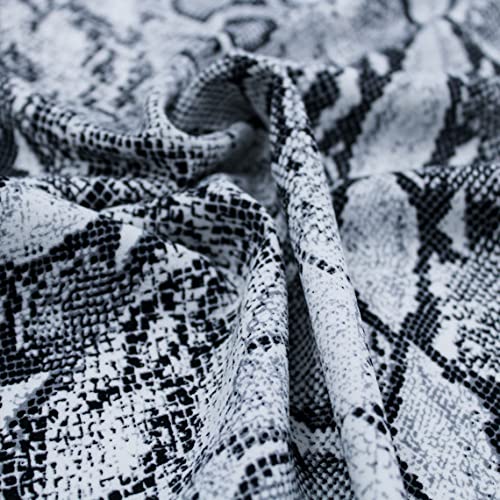 Texco Inc Scuba Crepe Knit Animal Skin/Snake Pattern/2-Way Stretch Prints Fabric/DIY Projects, Off White Grey 1 Yard