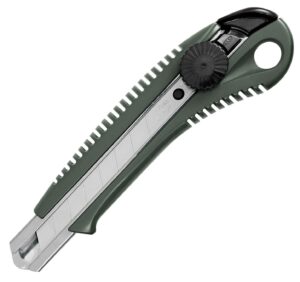 nt cutter heavy-duty snap off blade utility knife with 0.6mm extra thick blade, screw-lock system, olive green, 1 knife (l5506p)