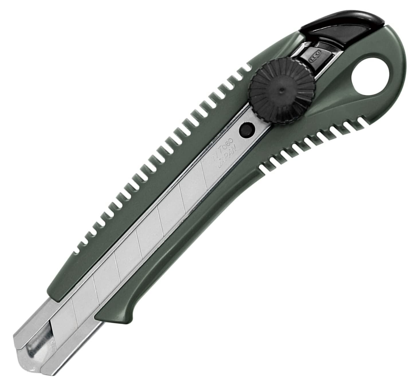 NT Cutter Heavy-Duty snap Off Blade Utility Knife with 0.6mm Extra Thick Blade, Screw-Lock System, Olive Green, 1 Knife (L5506P)