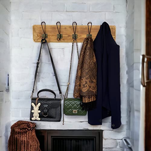 WRIGHTMART 24” Wooden Wall-Mount Coat Rack, Rustic Reclaimed Pine with 5 Storage Hooks, Farmhouse Design for Jackets, Hats, Scarves, Umbrellas, Bags, Keys, Leashes, Towel, Entryway, Bedroom, Bathroom