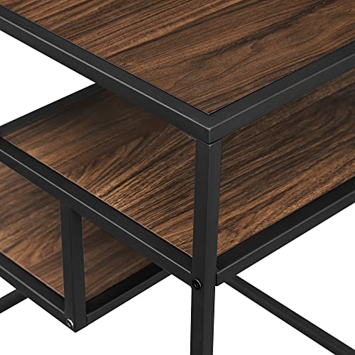 Walker Edison Contemporary Floating Shelf Side Table, 16 Inch, Dark Walnut