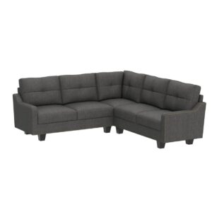 HONBAY Convertible Sectional Sofa L Shaped Couch for Small Apartment Reversible Sectional Couches for Living Room,Dark Grey