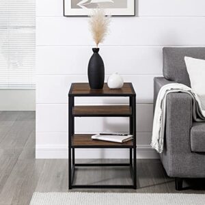 Walker Edison Contemporary Floating Shelf Side Table, 16 Inch, Dark Walnut